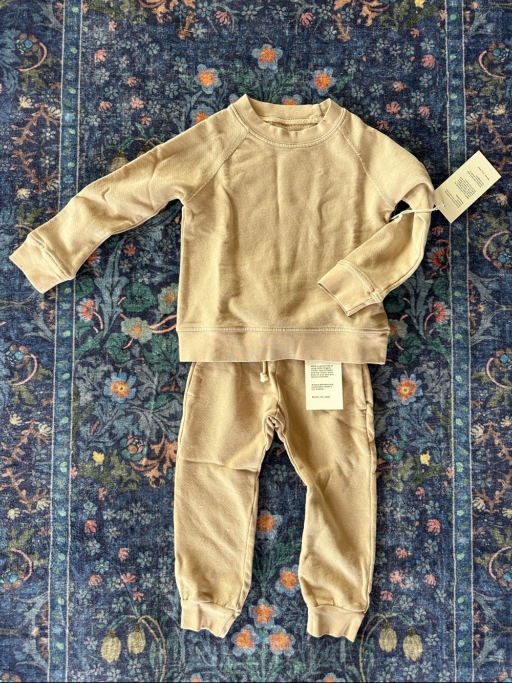 Mate the label Neutral Beige Crewneck Sweatshirt and pants. organic 12-18 mo